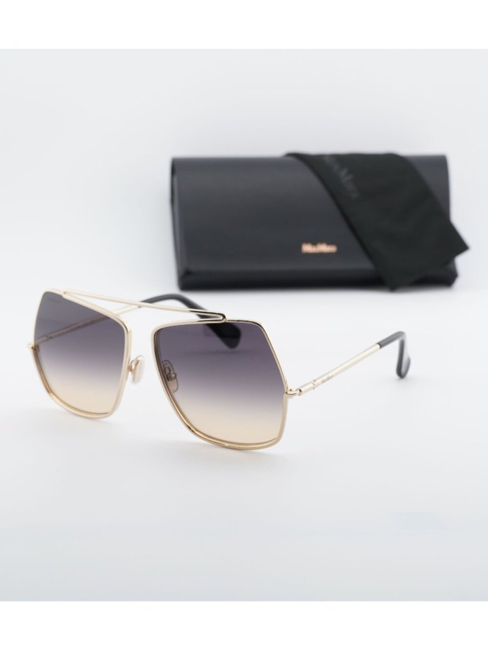 Max Mara MM0102 32B Butterfly Sunglasses - Gold / Smoke Gradient